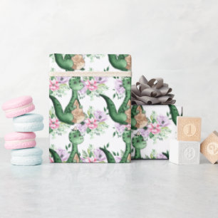 Papel De Presente Dinossauro em flores, meninos festa temática menin