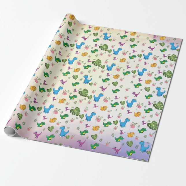 Papel De Presente Dinossauro Engraçado, deixa o Bone China Caça-Vest (Desenrolado)