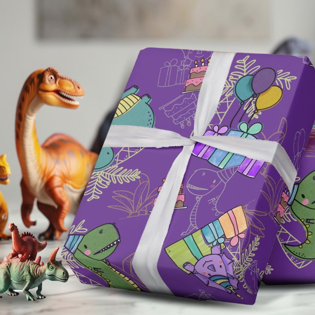 Papel De Presente Dinossauro Festa de aniversário de Dino-Mite Kid (Criador carregado)