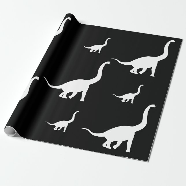 Papel De Presente Dinossauro Padrão Brachiossauro (Desenrolado)