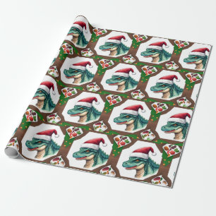 Papel De Presente Dinossauro papai noel
