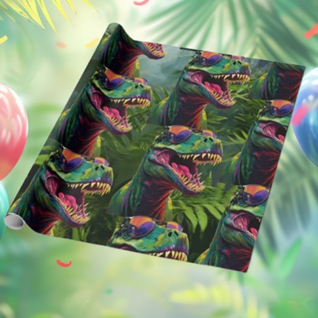 Papel De Presente Dinossauro Selva T Rex Jurasson Legal (Wrap your gifts in joy with our Dinosaur Jungle T-Rex wrapping paper! )