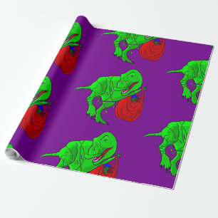 Papel De Presente dinossauro tiranossauro rex de natal feio