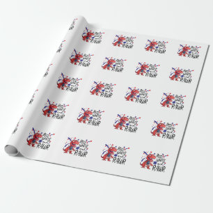Papel De Presente Dinossauro Vermelho Branco Ocidental