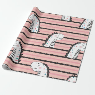 Papel De Presente Dinossauros Cachorros de Cartoon vintage padrão s
