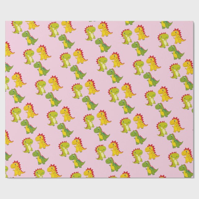 Papel De Presente Dinossauros Cachorros, padrão uniforme (Aberto)