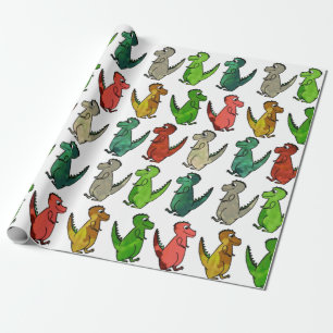 Papel De Presente Dinossauros Coloridos