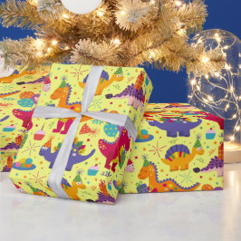 Papel De Presente Dinossauros de Aniversário