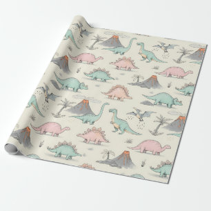 Papel De Presente Dinossauros Desenhos Lindos no Terra Jurássica