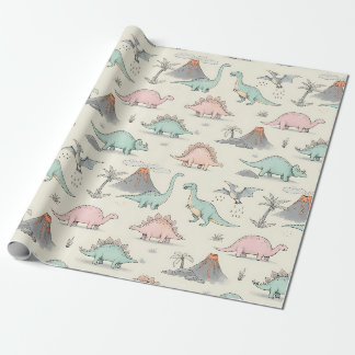 Papel De Presente Dinossauros Desenhos Lindos no Terra Jurássica
