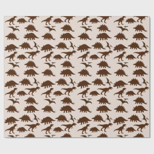 Papel De Presente Dinossauros Marrons