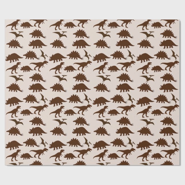 Papel De Presente Dinossauros Marrons (Aberto)