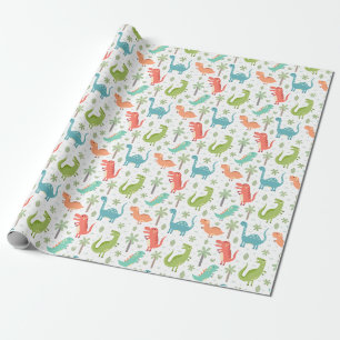 Papel De Presente Dinossauros Palmeiras Dinossauros Crianças