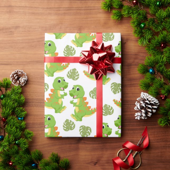 Papel De Presente Dinossauros! Papel de empacotamento (Presente de Natal)