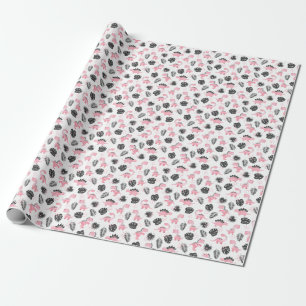Papel De Presente Dinossauros Rosa: Padrão Para Crianças Bonitas.