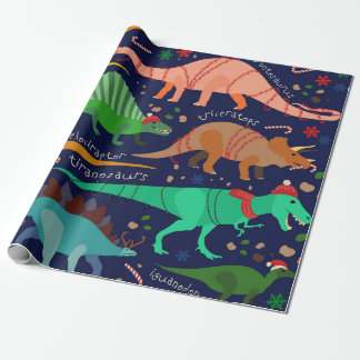 PAPEL DE PRESENTE DINOSSAUROS VESTIDOS PARA NATAL