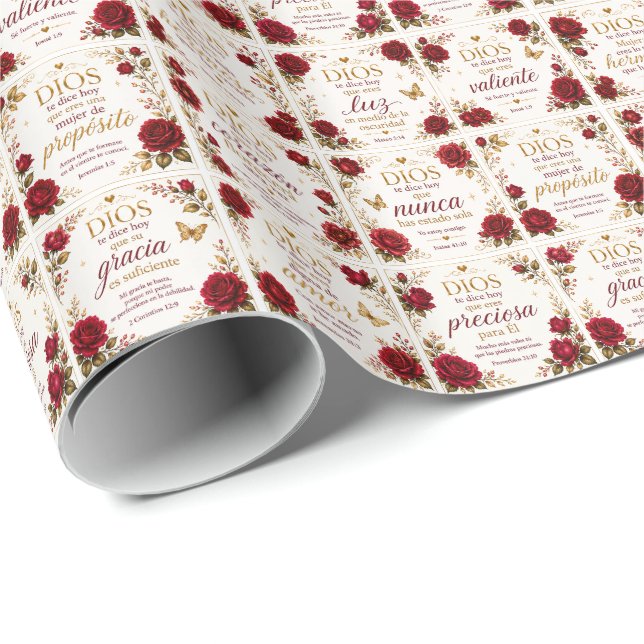 Papel de Presente Dios Te Dice Hoje Floral Cristão (Ponta do rolo)