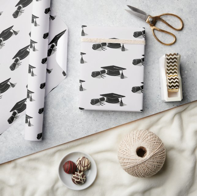 Papel De Presente Diploma de Boné Formando (preto) (Artesanato)