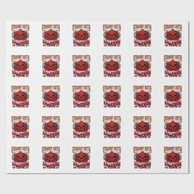 Papel De Presente Direto da Cidade de Halloween Fantasmas de Abóbora (Aberto)