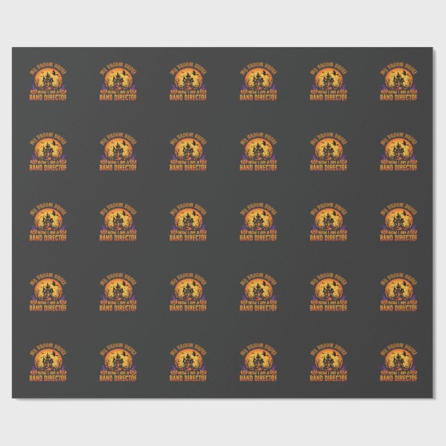 Papel De Presente Diretor de Banda de Halloween Vassoura de Bruxa Ca (Aberto)