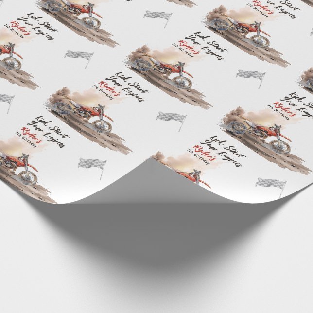 Papel De Presente Dirt Bike Any Age Birthday (Ponta)