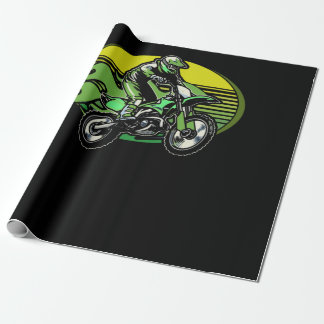 Papel De Presente Dirt Bike Rider Tire Tracks Neon Green Youth