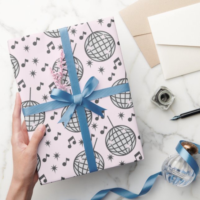 Papel De Presente Disco Balls and Music Notes Standard Wraps Paper (Presentear)