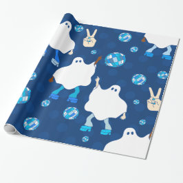 Papel De Presente disco halloween africano fantasma azul