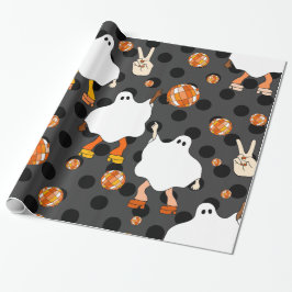 Papel De Presente disco halloween africano fantasma laranja