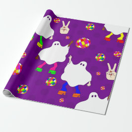 Papel De Presente disco halloween africano fantasma roxo