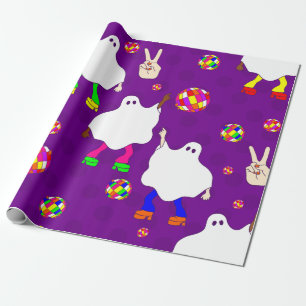Papel De Presente disco halloween africano fantasma roxo