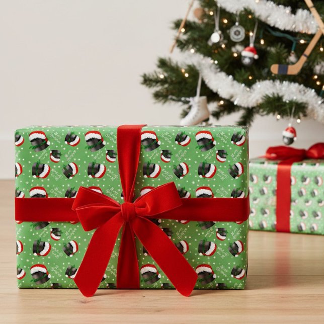 Papel De Presente Discos de Hockey Feliz Natal (Criador carregado)