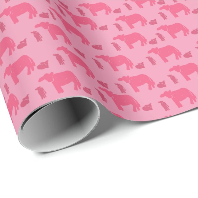 Papel De Presente Dismal Pink Wrapping Paper Cows Western Ranch (Ponta do rolo)