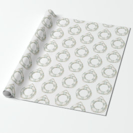Papel De Presente Dispositivo Flutuante Redondo Branco de Hortelã Oc