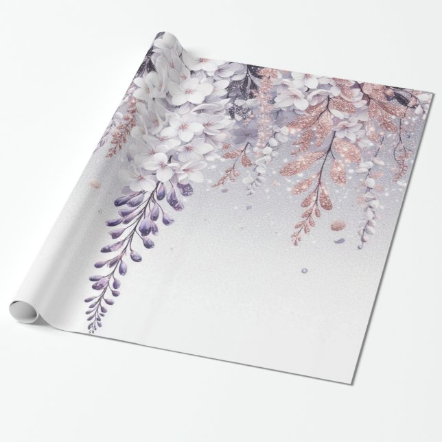 Papel De Presente Dissipação de Wisteria Mística Roxa (Desenrolado)