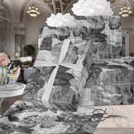 Papel De Presente Dissociação Botânica Floral Branca e Preta