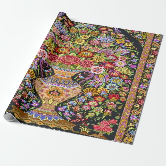 Papel De Presente Dissociação de Arte Floral Persa Turca com 60 anos (Desenrolado)