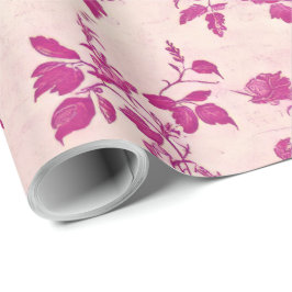 Papel De Presente Dissociação de Chinoiserie Cor-de-Rosa Esbranquiça