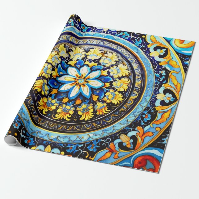 Papel De Presente Dissociação Floral Italiana Medieval (Desenrolado)