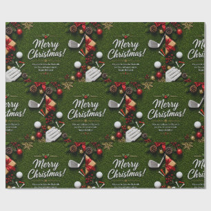 Papel De Presente Dito engraçado de Natal de golfe em grama verde