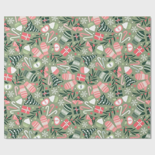 Papel De Presente Ditsy Christmas, Sage (Aberto)