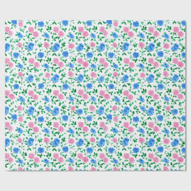 Papel De Presente Ditsy Preppy Grandmillenial Rosa (Aberto)