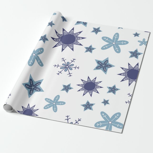 Papel De Presente Ditsy Snowflake pattern backgrounds textures (Desenrolado)