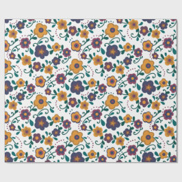 Papel De Presente Ditzy Folk Art Retro Daisy, de 70 anos, em Jewel T