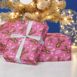 Papel De Presente Diversão alegre da ilustração da festa de Natal