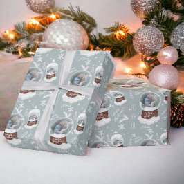 Papel De Presente Diversão alegre da ilustração de Natal do snowglob