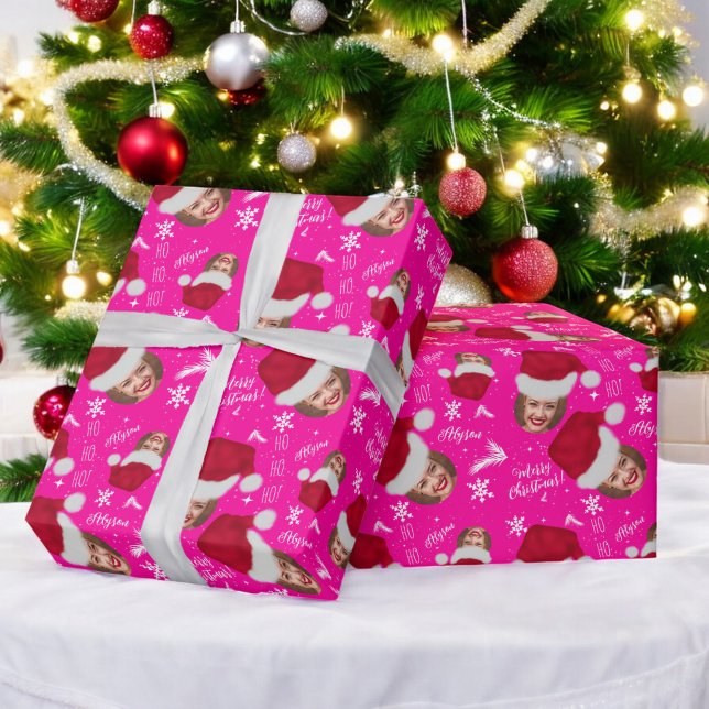 Papel De Presente Diversão alegre do chapéu de Natal, ilustração do  (Fun merry Christmas hat illustration photo name Wrapping Paper)