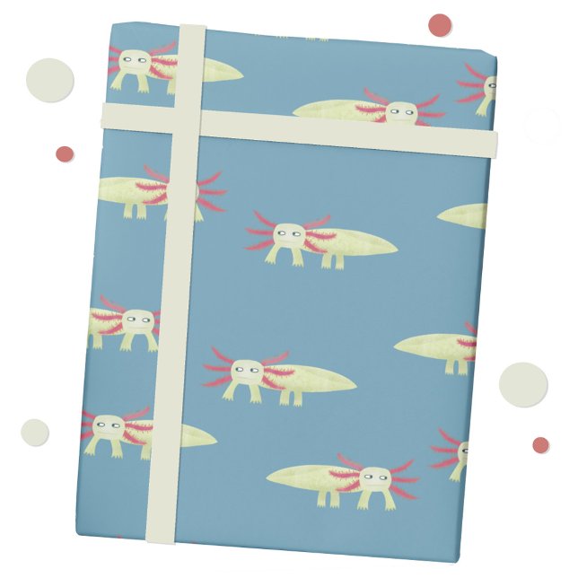 Papel De Presente Diversão Axolotl (Fun axolotl salamander gift wrap roll)