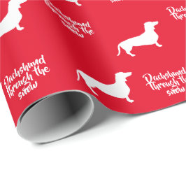 Papel De Presente Diversão Dachshund Através da Neve