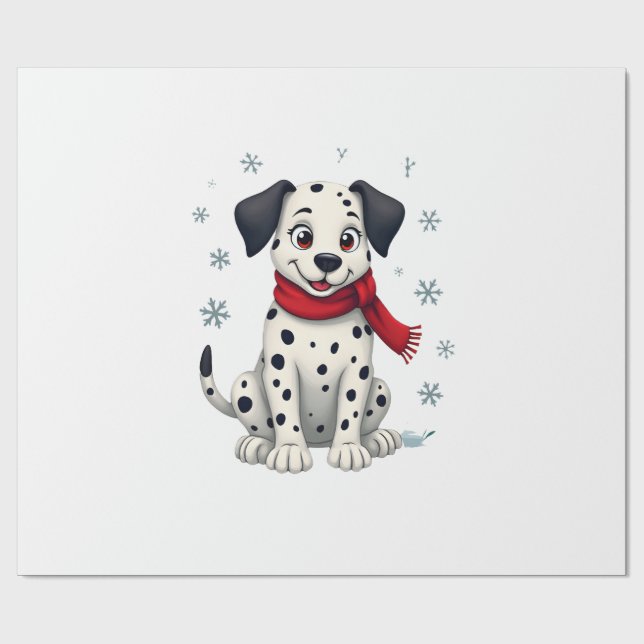 Papel De Presente Diversão Dalmatiana com Neve (Aberto)